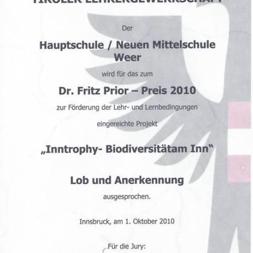 2010 - Dr. Fritz Prior-Preis "Inntrophy-Biodiversität am Inn"