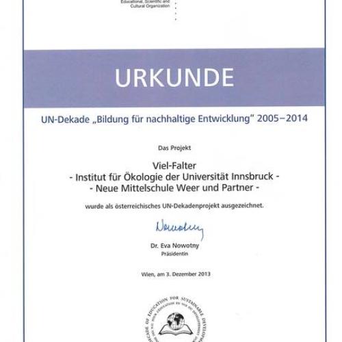 2014 - UNESCO-Auszeichnung "Viel-Falter"