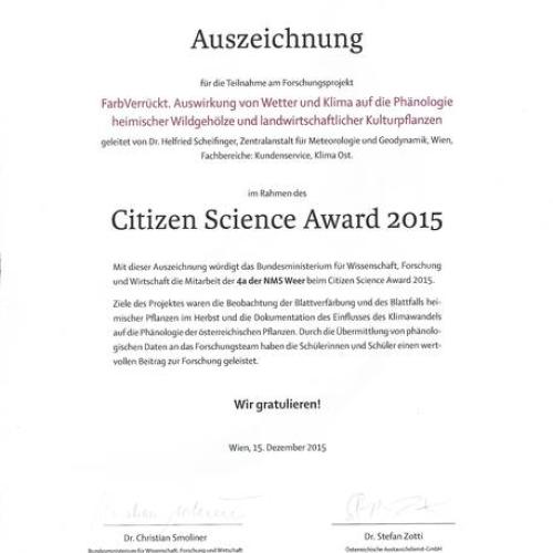 2015 - Citizen Science Award